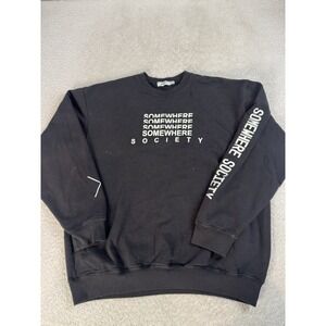 Mayfair The Label Mens Somewhere Society Crewneck Pullover Sweatshirt Black OS